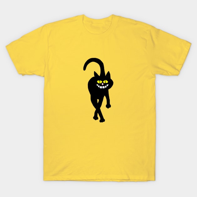 Smiling Black Cat T-Shirt by imphavok